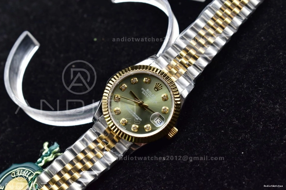 on Fluted 553 316L Comfortable WF Ladies Bracelet Markers and Syle Green DateJust Bezel 31 Steel 278289 Dial President 0512